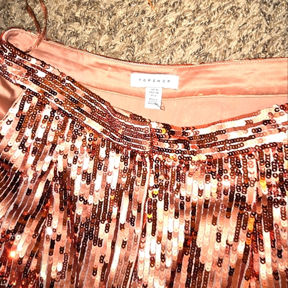 Topshop IDOL Copper Sequin Wide Leg Pant - Picture 2 of 4
